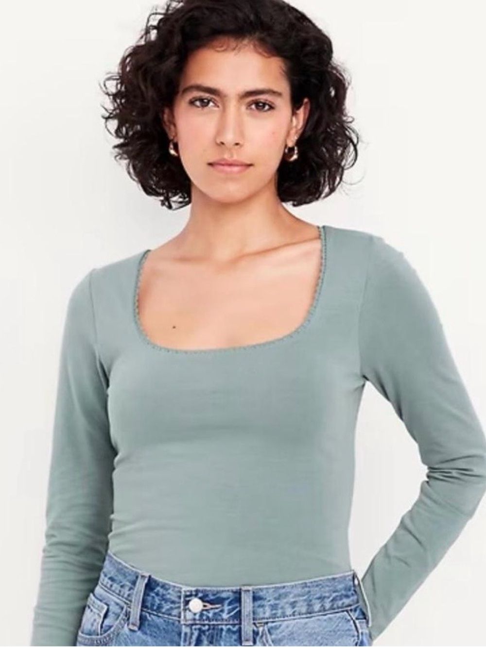 NWOT Old Navy Long-Sleeve Scoop Neck Top - Light Sage Green